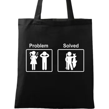 Nákupní taška Bavlněná taška Problémy ve vztahu? Problem solved - Fishing (Rybaření) (Barva: Černá)