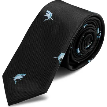 Kravata Černá úzká kravata se žraloky - Trendhim