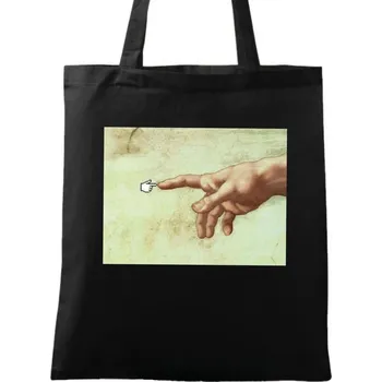 Bavlněná taška Spojení boha s počítačem (Barva: Černá)