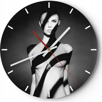 Hodiny Velké nástěnné hodiny na zeď 40x40 Žena Skleněné hodiny Kulatý Tiché