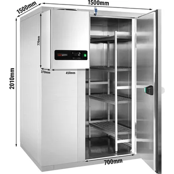Lednice G.Gastro Commercial Walk-In Cold Room Stainless Steel PREMIUM - 1500x1200 - 3,5m³ - with Cooling Unit