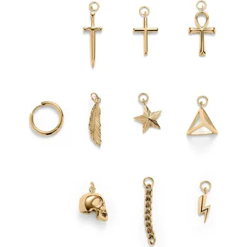 Náušnice Náušnice kroužek s 9 přívěsky zlaté barvy - Lucleon
