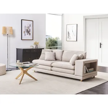 Pohovka Pohovka béžová čalouněná 2místná polstrovaná opěradla polštáře Flexibilní uspořádání Moderní sedačka do obývacího pokoje Beliani