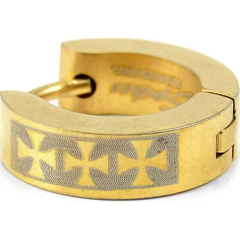 Náušnice Sentio | Náušnice kroužek se třemi křížky z&nbsp;chirurgické oceli zlaté barvy - Lucleon