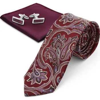 Manžetový knoflíček Červená barokní sada doplňků k&nbsp;obleku - Trendhim