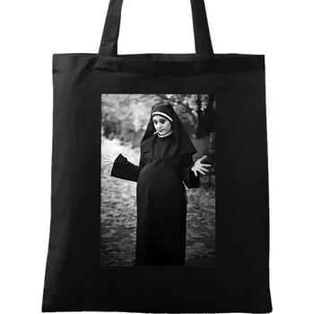 Bavlněná taška Těhotná Jeptiška (Barva: Černá)
