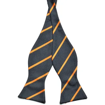 Motýlek Šedý vázací motýlek s oranžovými proužky - Tailor Toki