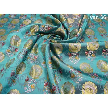 HEDVA ČESKÝ BROKÁT Ondrin 160 krojový brokát RŮŽE S LÍSTKY tyrkysová | 36