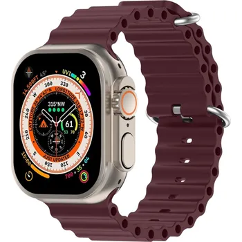 Řemínek na hodinky Řemínek pro Apple Watch Ultra 49mm / 46mm / 45mm / 44mm / 42mm - oceánský - silikonový - vínový