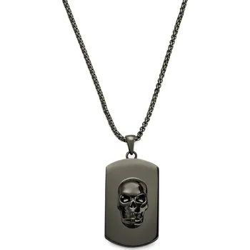 Náhrdelník Icarus | Náhrdelník s&nbsp;lebkou a psí známkou z&nbsp;nerezové oceli černé barvy gunmetal - Lucleon