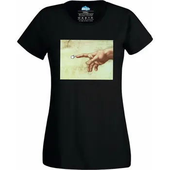 Dámské tričko Spojení boha s počítačem (Skladem XS-4XL) (Velikost: 4XL, Barva: Černá)