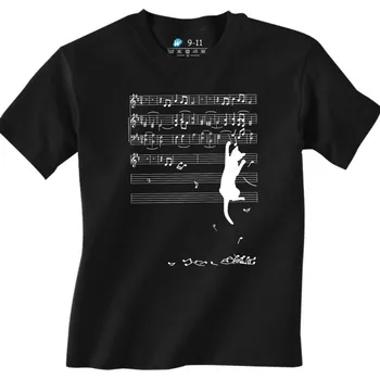 Chlapecké tričko Dětské tričko Kočka a Noty (Od 3 do 13 let) (Velikost: 7-8, Barva: Černá)