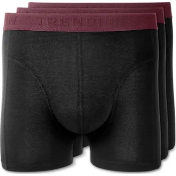 Boxerky FreeFeel | Balení 3 ks černých bambusových boxerek s tmavě karmínovým pasem -