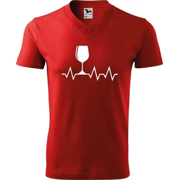Pánské tričko DOBRÝ TRIKO Pánské V tričko s potiskem Tep srdce víno Velikost: 2XL, Barva: Červená
