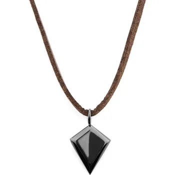 Náhrdelník Kožený černý náhrdelník hrot šípu - Lucleon