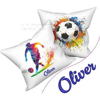 Dekorativní polštářek Povlak Fotbal a výšivka Váš text - 40 x 40 cm