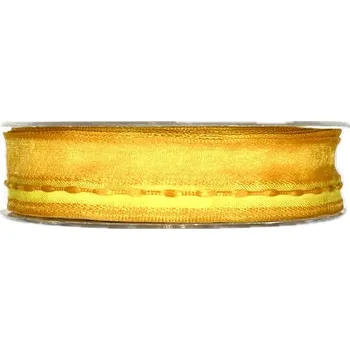 Stuha Stuha organzová EMOTION oranžová 25mm x 20m (4,-Kč/m) POSLEDNÍ KUS! (Stuha organzová, barva oranžová, s prošíváním, oboustranná, s drátkem v lemu)