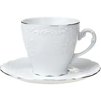 Český porcelán, Dubí Šálek s podšálkem 150 ml na kávu Opera s platinovou linkou