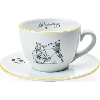 Český porcelán, Dubí Šapo 250 ml Milada pánské kolo se žlutou linkou