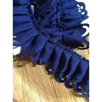 Krajka Volánek žoržetový vysekávaný šíře 45 mm modrá tmavá, Délka 0,5 m