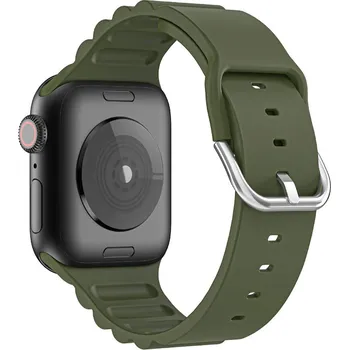 Řemínek na hodinky Řemínek pro Apple Watch Ultra 49mm / 46mm / 45mm / 44mm / 42mm - s pruhy - silikonový - khaki zelený
