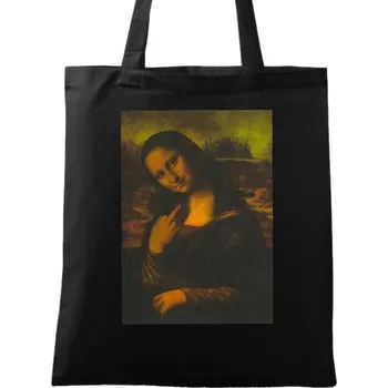 Bavlněná taška Rebelská Mona Lisa (Barva: Černá)