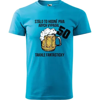 Pánská móda DOBRÝ TRIKO Pánské tričko s potiskem Hodně piva Velikost: S, Barva: Tyrkysová