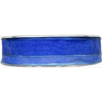 Stuha Stuha organzová PROMENADE modrá 25mm x 20m (4,-Kč/m) POSLEDNÍ KUS! (Stuha organzová, barva modrá, s prošíváním, oboustranná, s drátkem v lemu)