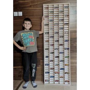 Dřevěná hračka Dřevěná polička na autíčka 195ks přírodní DOPRAVA ZDARMA