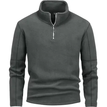 Pánský svetr Fleecový svetr pro pány se zipem Barva: Šedá, Velikost: 2XL