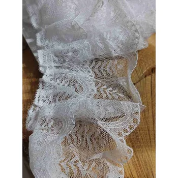 Krajka Silonová krajka / volánek šíře 85 mm řasená 2,5 m barva bílá