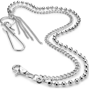 Řetízek Řetízek na peněženku stříbrné barvy s háčkem a střapci - Warren Asher