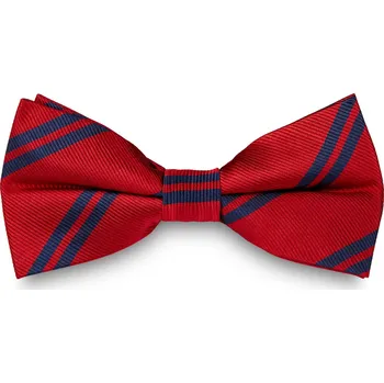 Červený hedvábný motýlek s navy dvojitým proužkem - Trendhim