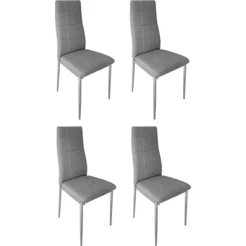 Jídelní židle Sada 4 polstrovaných židlí do jídelny a obývacího pokoje, šedé