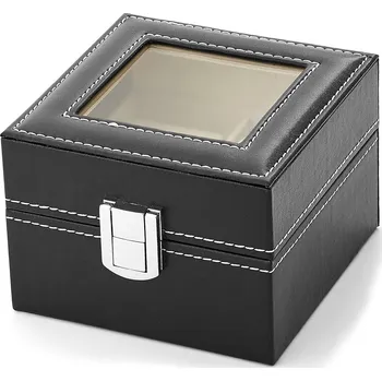Box na hodinky Černá krabička na hodinky z umělé kůže - 2 hodinky - Warren Asher
