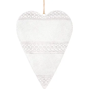 Autronic Srdce kovové, barva antik bílá, 20x28 cm