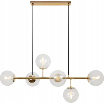 ZÁVĚSNÉ STROPNÍ SVÍTIDLO ZLATÝ LUSTR S PRŮHLEDNÝMI STÍNIDLY KOULEMI DO KUCHYNĚ 15CM