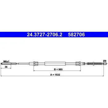 Lanko parkovací brzdy Tažné lanko, parkovací brzda ATE 24.3727-2706.2