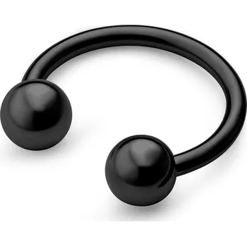 Piercing 12mm černý piercing podkova s kuličkami z titanu - Otsu