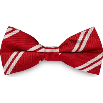 Motýlek Červený hedvábný motýlek s dvojitým proužkem stříbrné barvy - Trendhim