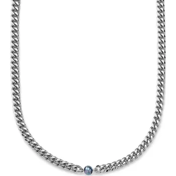 Náhrdelník Ocata | Řetízkový náhrdelník stříbrné barvy s&nbsp;černou perlou - Lucleon