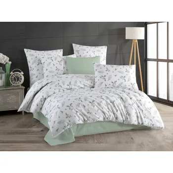 Povlečení Brotex Povlečení bavlna 140x200, 70x90cm Jessie green Zapínání: nitěný knoflík