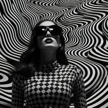 Plakát Plakát Kontrast s černými brýlemi bez rámu 50 x 50 cm