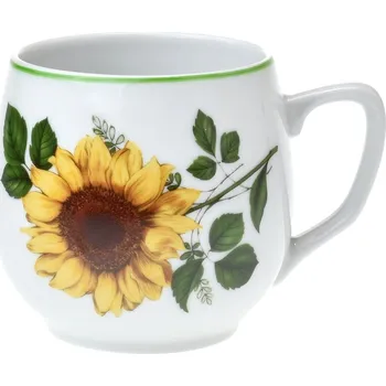 Český porcelán, Dubí Hrnek Baňák 300 ml slunečnice se zelenou linkou