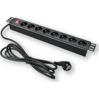 Serverovna PD.0801.001 19" napájecí panel, 1U, 8 x 230 V, vypínač