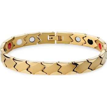 Šperk Asymetrický titanový magnetický náramek zlaté barvy - Lucleon