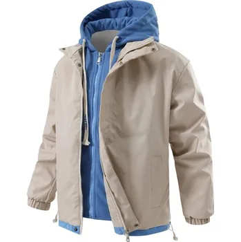 Pánská bunda Pánská bunda s odnímatelným límcem a kapucí Barva: Khaki, Velikost: 4XL