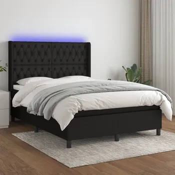 Postel vidaXL Box spring postel s matrací a LED 140x200 cm textil [3138560] Barva: Černá