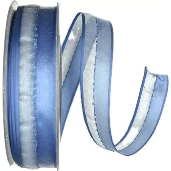 Stuha Stuha organzová PROMENADE světle modrá 25mm x 25m (4,-Kč/m) POSLEDNÍ KUSY! (Stuha organzová, barva světle modrá, s prošíváním, oboustranná, s drátkem v lemu)