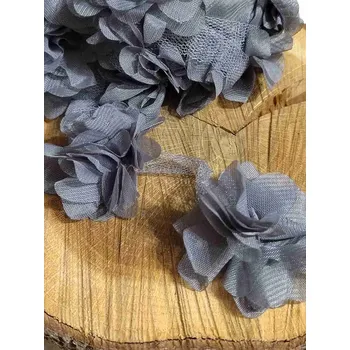 Krajka Prýmek květ na tylu šíře 60 mm barva šedá